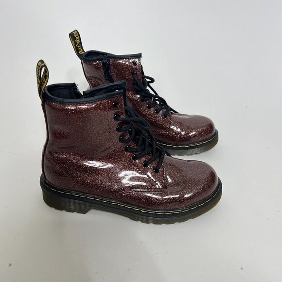 Dr. Martens Junior Girls US 3 EU 34 Brown 1460 Coated Glitter Lace Up Boots - Picture 4 of 9